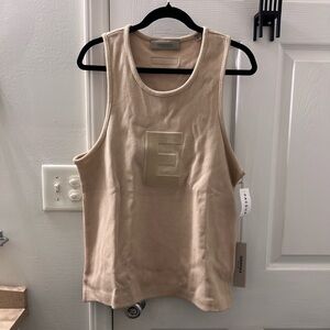 ESSENTIALS FEAR OF GOD Sand Beige Waffle Tank Top with Embroidered E size L
